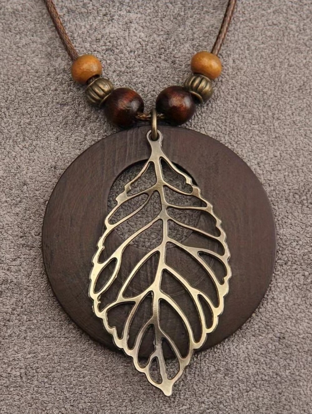 NWT* Brown, Gold, Orange Bead, Leaf, Natural, Boho Long Necklace *NEW